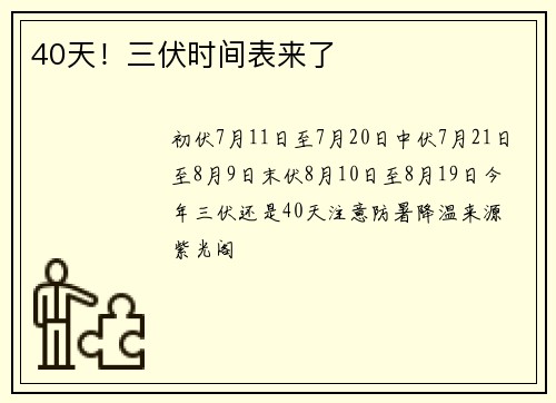 40天！三伏时间表来了