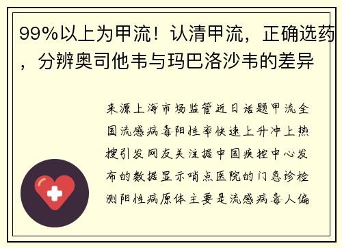 99%以上为甲流！认清甲流，正确选药，分辨奥司他韦与玛巴洛沙韦的差异