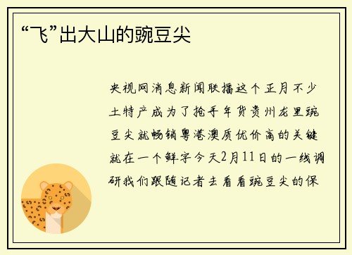 “飞”出大山的豌豆尖