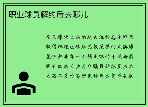 职业球员解约后去哪儿